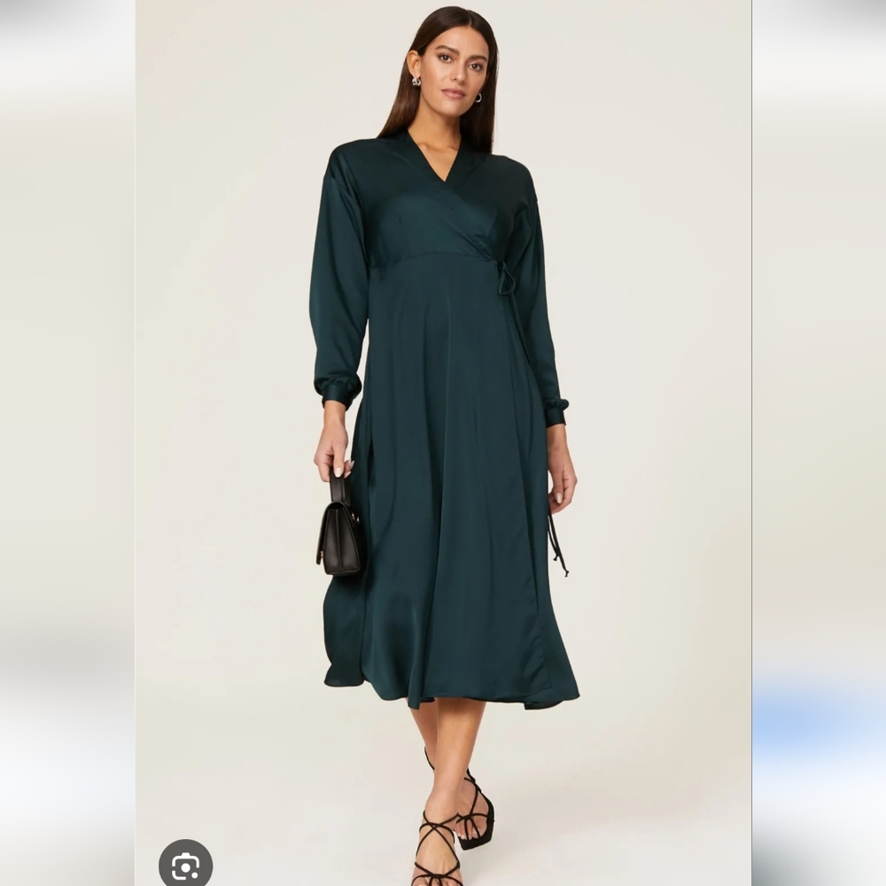 Samantha Sipos Erica Dark Green Wrap Dress Size L